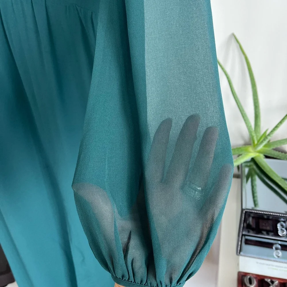Aritzia Wilfred Mille Midi dark Green new Formal Evening Wedding party Dress Sz0 - Picture 10 of 13